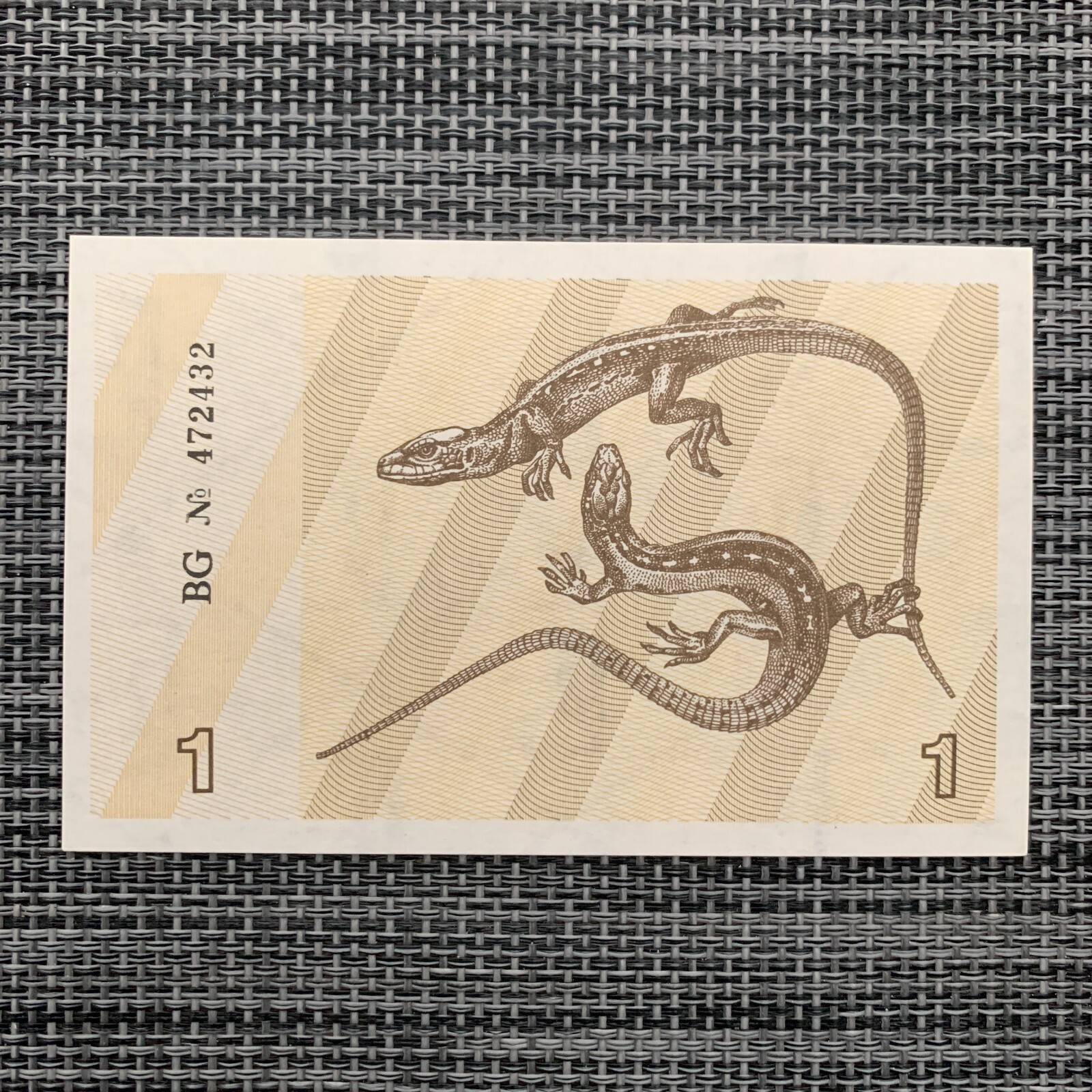 Lizards - Lithuania 1 Talonas Banknote 1991 EX-USSR UNC Lithuanian Currency