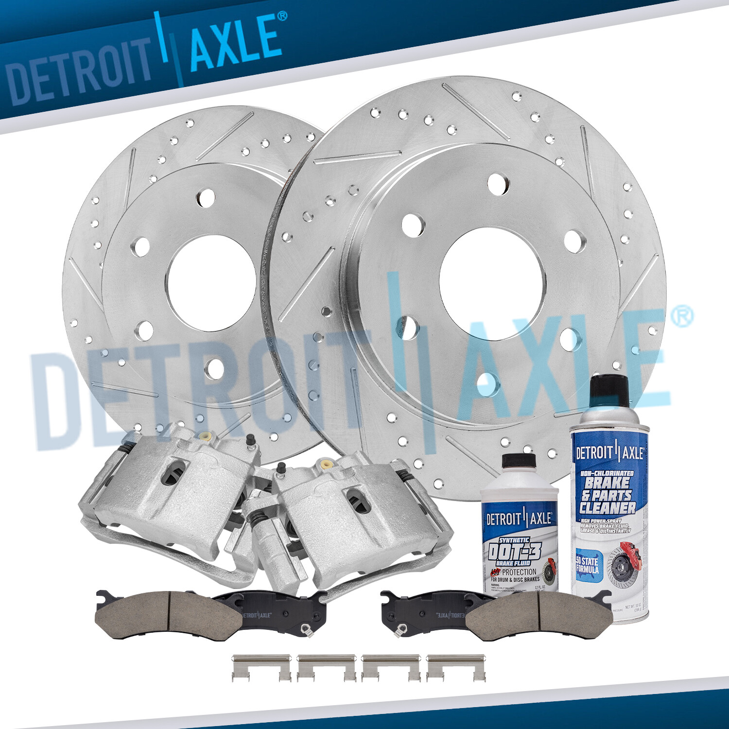 305mm Front Drilled Rotors + Calipers & Brake Pads for Chevy Express 1500 Yukon