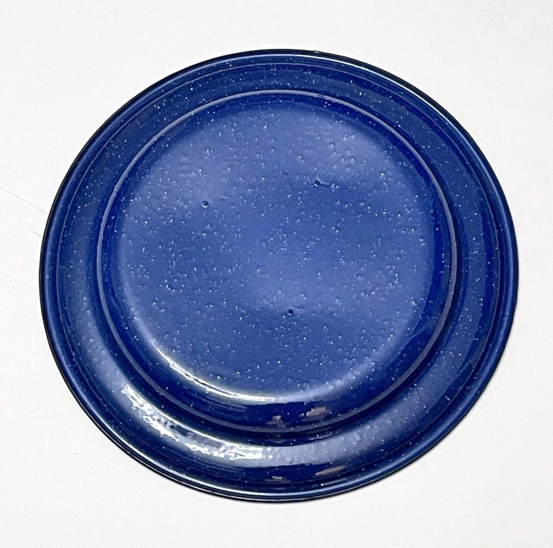 Blue Speckled Enamelware Deep Plate Dish 10.75" D Camping Picnic Retro Classic