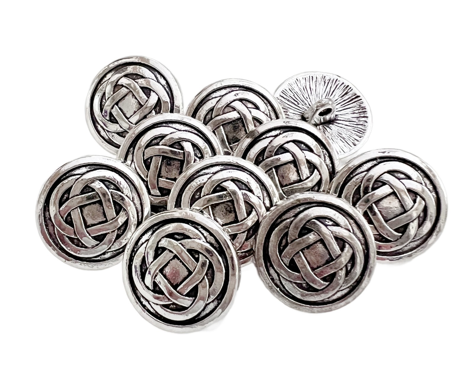 10PC Antiqued Silver Celtic Metal Buttons Shank Buttons Crafts Sewing 17mm