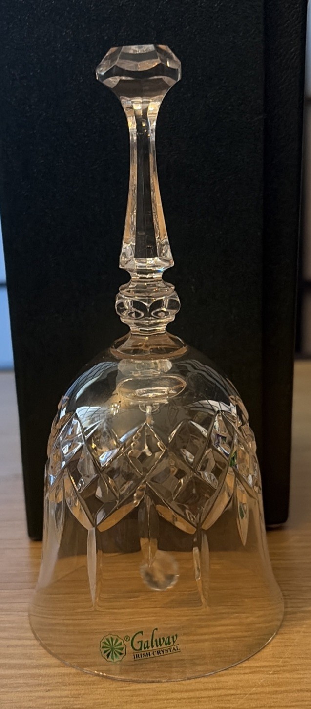 Original GALWAY Cut Crystal Bell Hands Heart Crown Claddagh Etched IRELAND