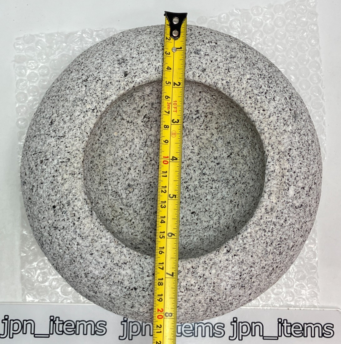Small Granite Stone Water Bowl 8.6 in Chozubachi Japanese Garden Ornament Statue