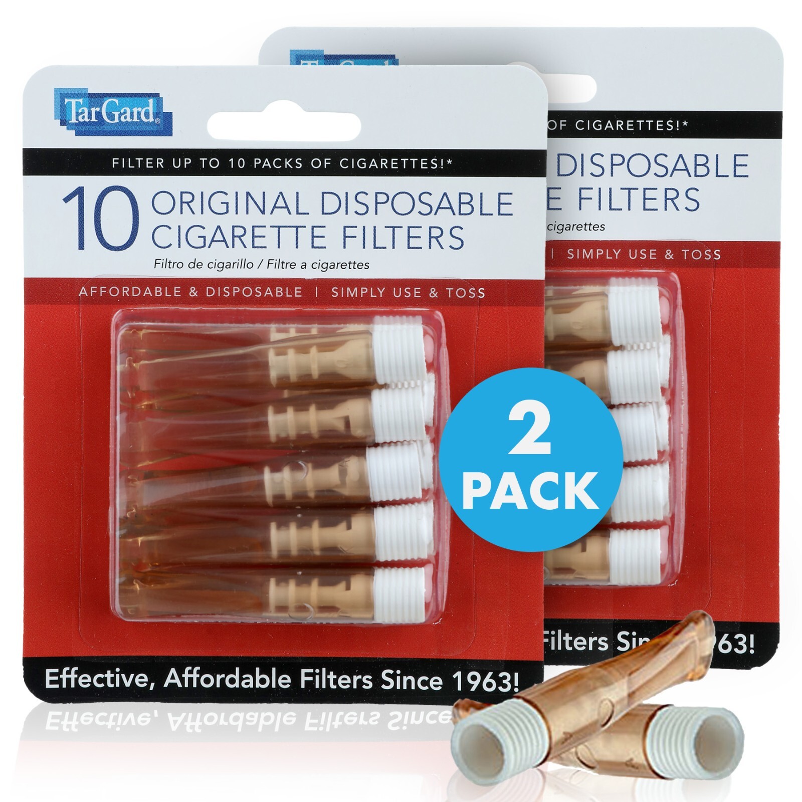 TarGard Disposable Amber Cigarette Filters 20 Pack Tar Gard Guard Stop Tar Block