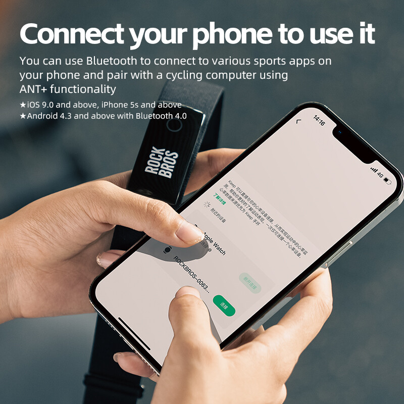 ROCKBROS Bike Wireless Computer GPS Heart Rate Monitor ANT+ Smart Speedometer