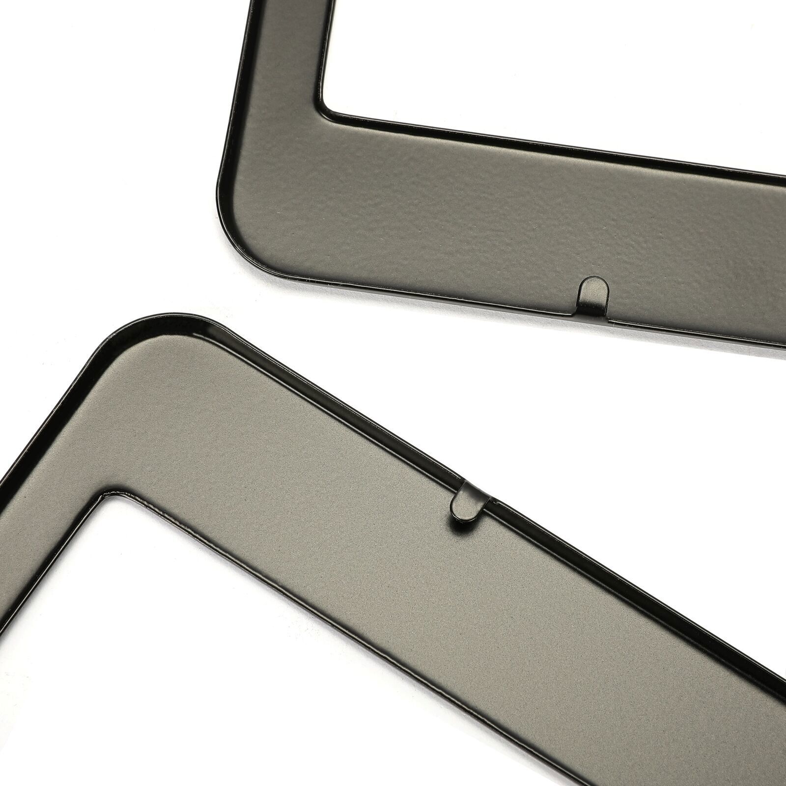 2PCS Black Stainless Steel Universal License Plate Frame Tag Cover Screw Caps