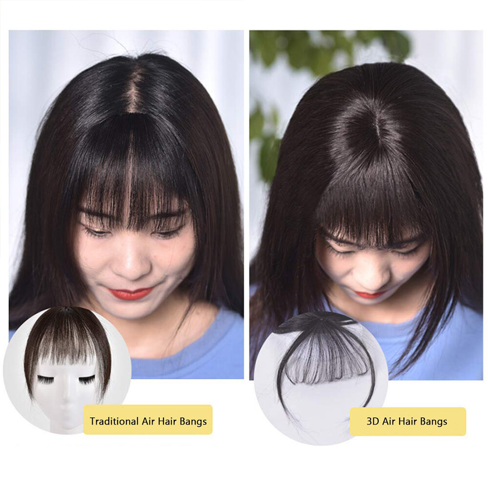 Clip In 100% Remy Air Thick Fringe Bangs Human Hair Extensions Hairpiece Topper