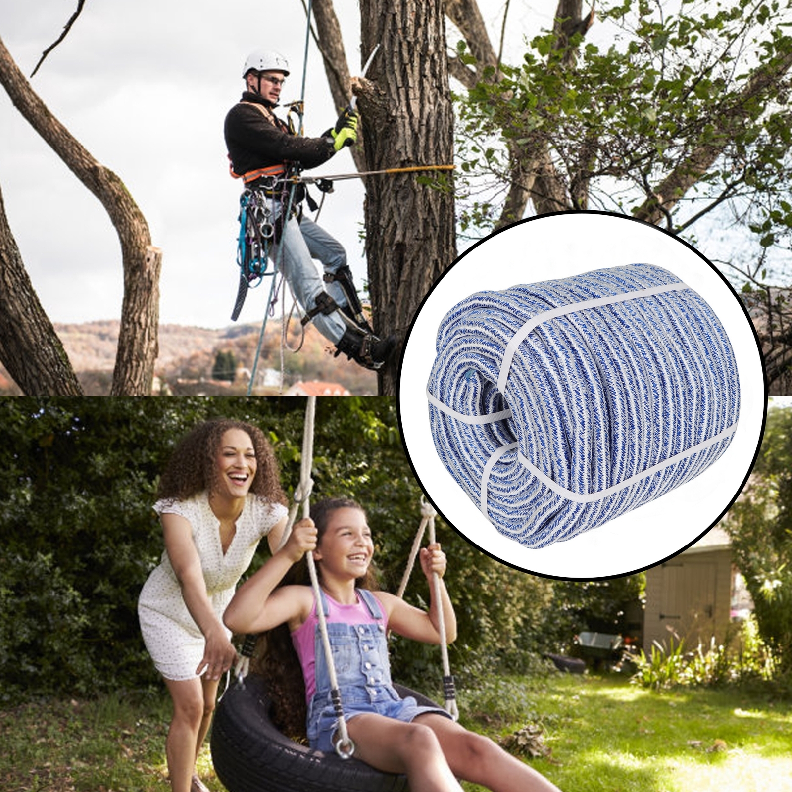 Arborist Tree Climbing Rope 3/4" 20000Lbs 24 Strand Braided Polyester Rope