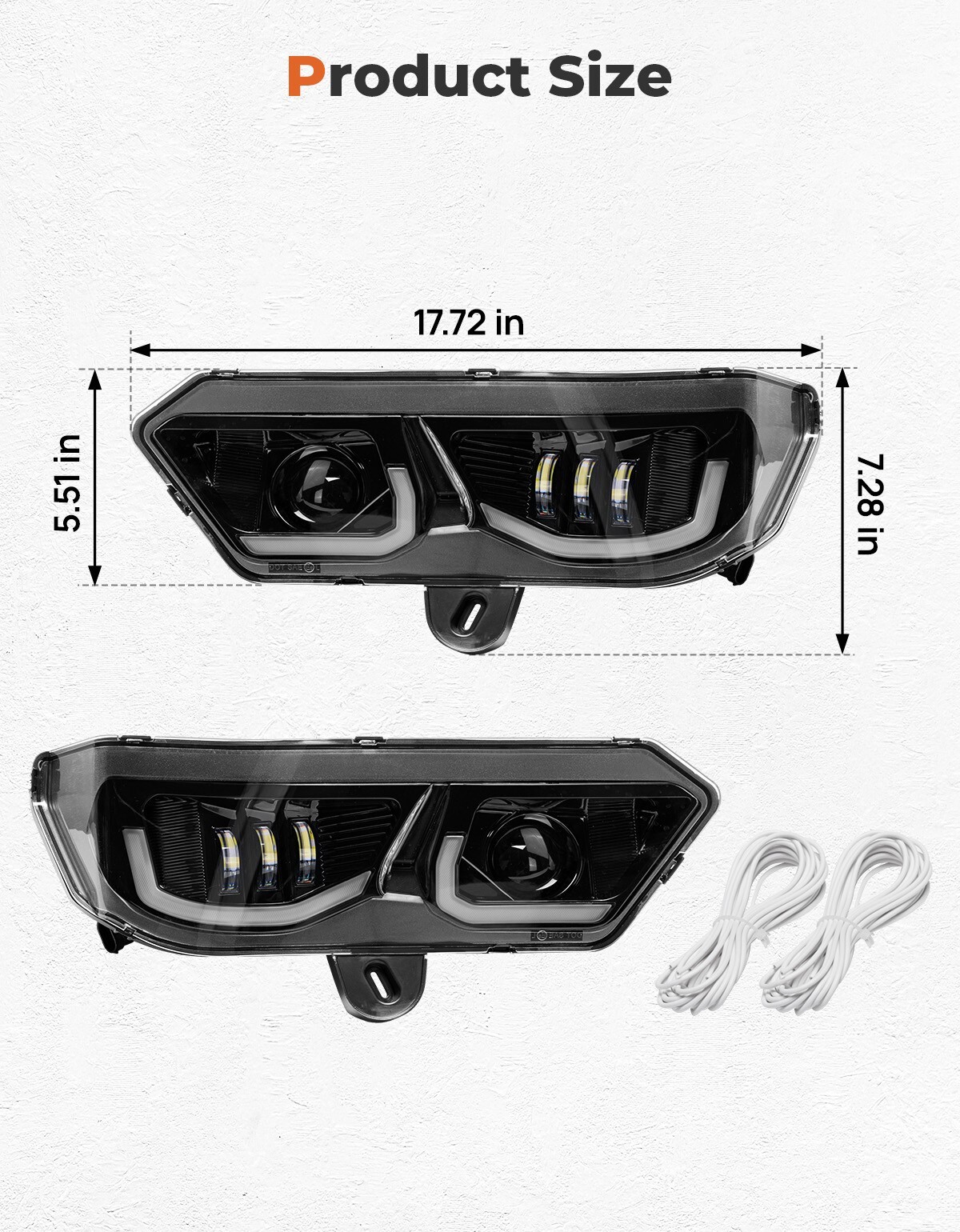 KEMIMOTO Front LED Headlights Headlamps For Can-Am Defender HD5/8/7/9/10 MAX