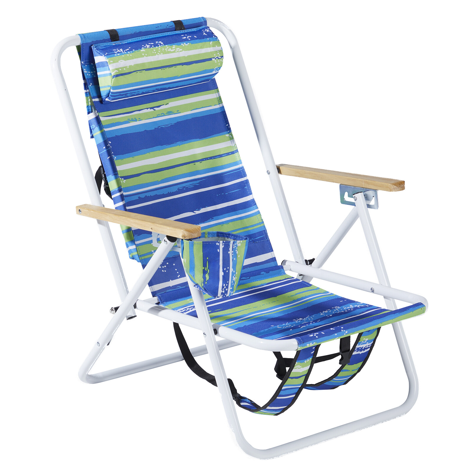 New 2 Pack Folding Beach Chair for Adults,4 Position Portable Backpack Blue
