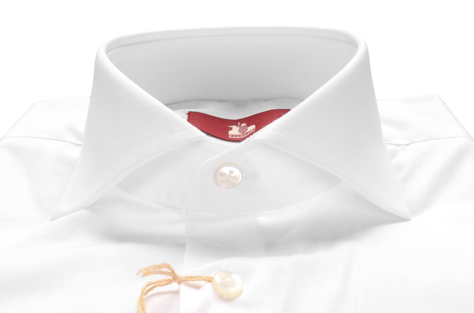 NWT EZZELINO DRESS SHIRT solid white stretch cotton Italy L slim fit