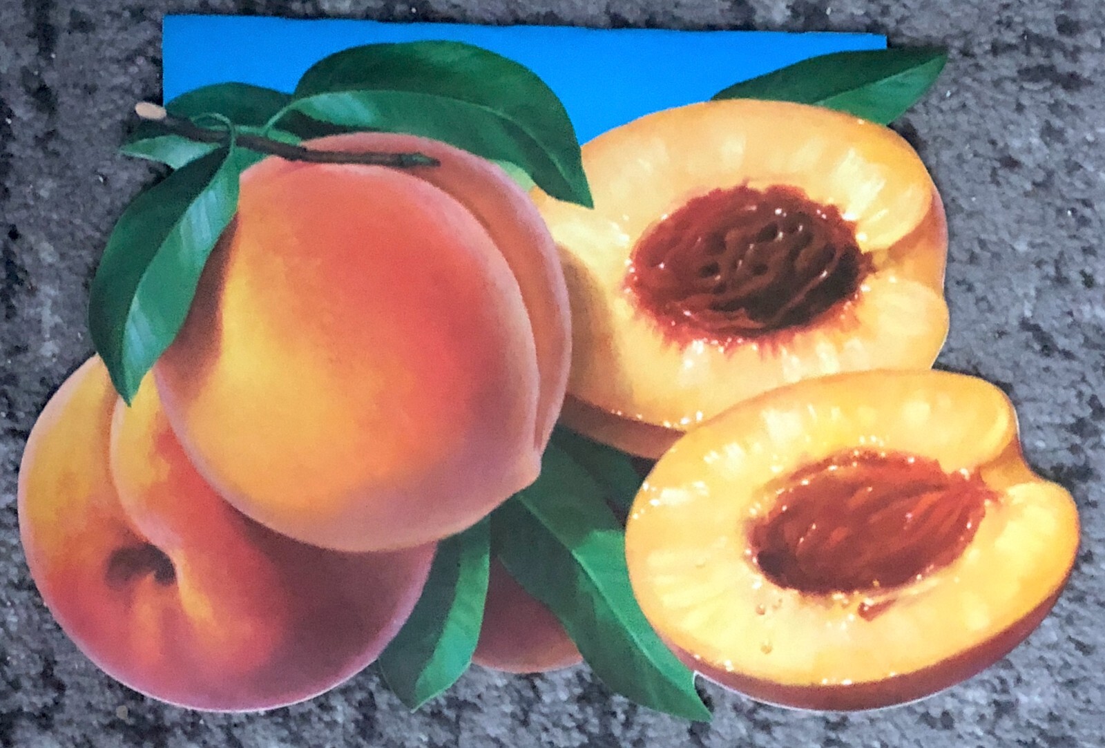 Vintage 1950s Peach Fruit Sign | Original Paper Grocery Store Poster NOS Old
