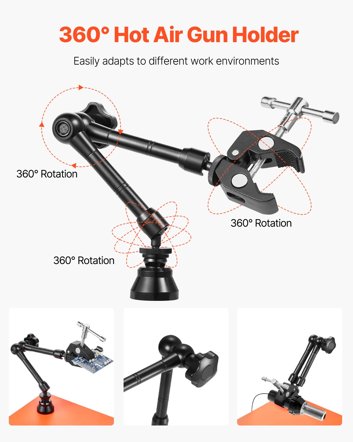 VEVOR Magnetic Helping Hands Soldering Station 3X Magnifying Lamp Air Gun Holder