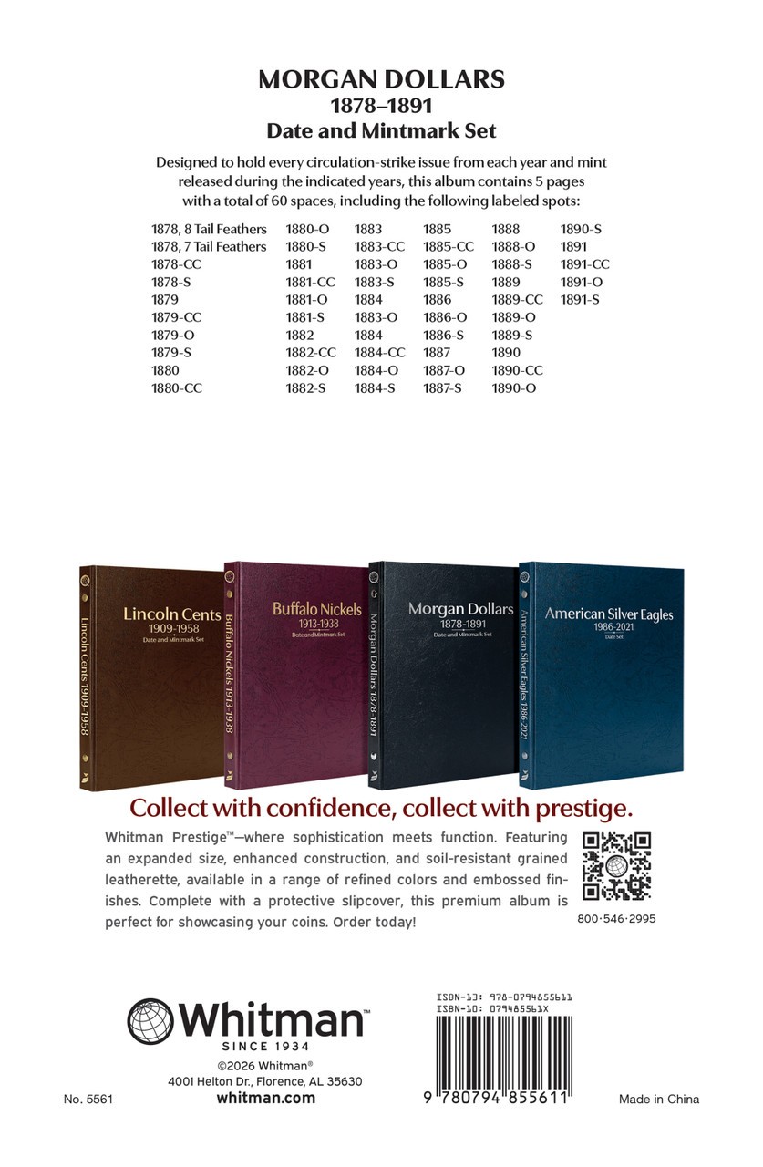 Whitman Prestige™ Coin Album - Morgan Dollars: 1878-1891 Date & Mintmark Set