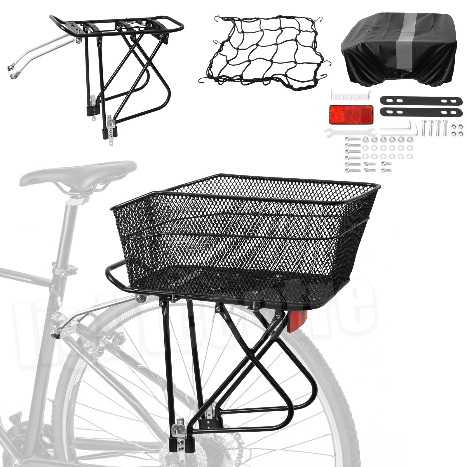 Bicycle Rear Cargo Rack Carrier Bracket Luggage Pannier Cycle Seat w/Rear Basket