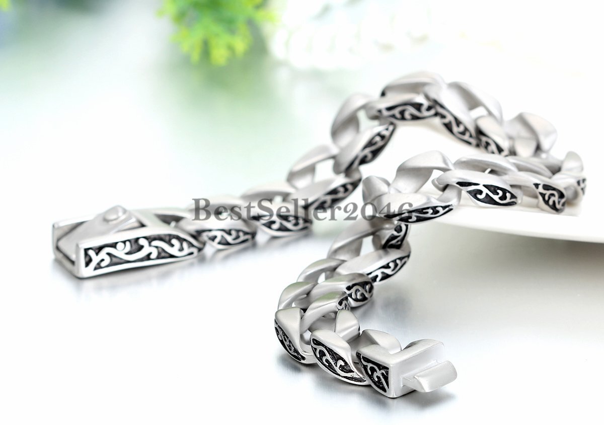Polished Stainless Steel Gothic Heavy Biker Cuban Chain Link Men's Bracelet 8.2"