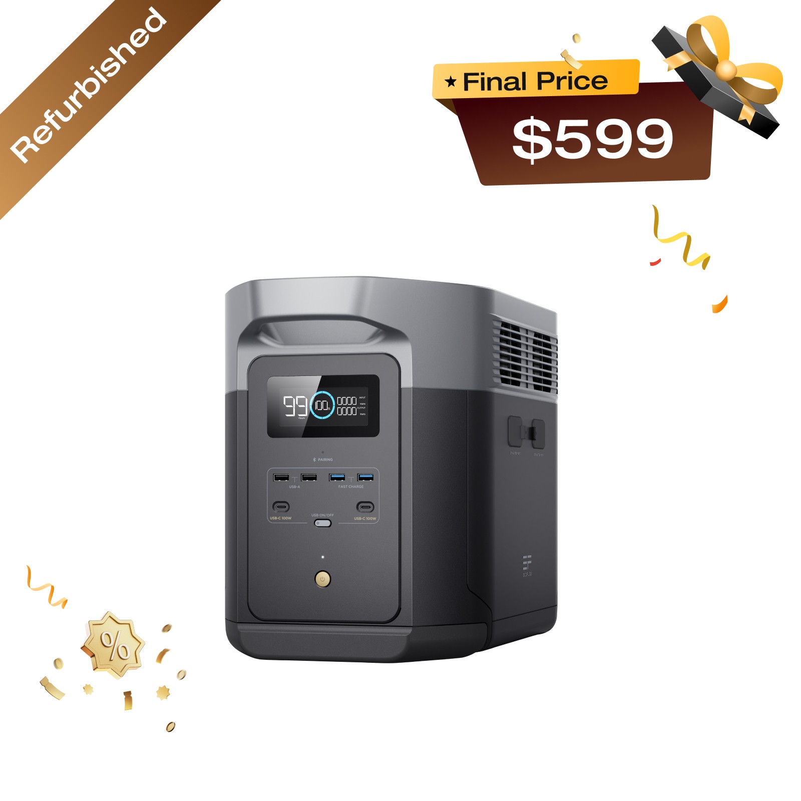 EcoFlow DELTA 2 Max 2048Wh Portable Power Station LFP, Certified Refurbished