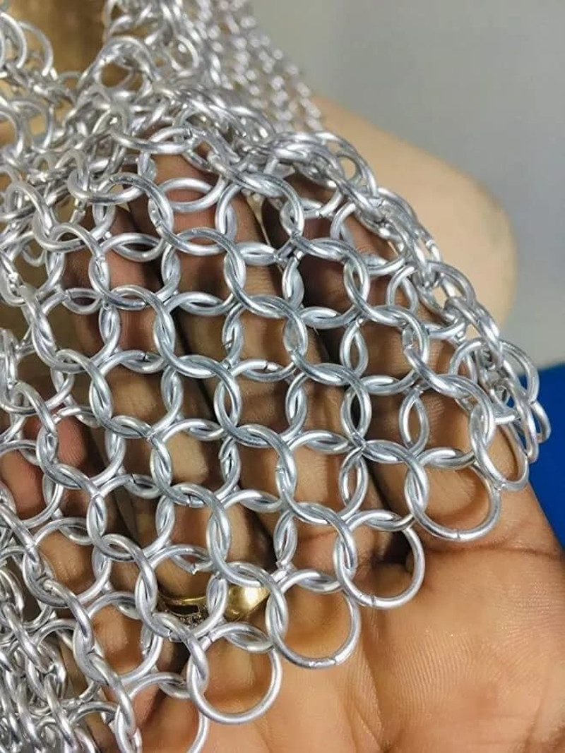 Aluminum Chainmail Coif Butted Hood Anodized Head Scarf Large Medieval Knight