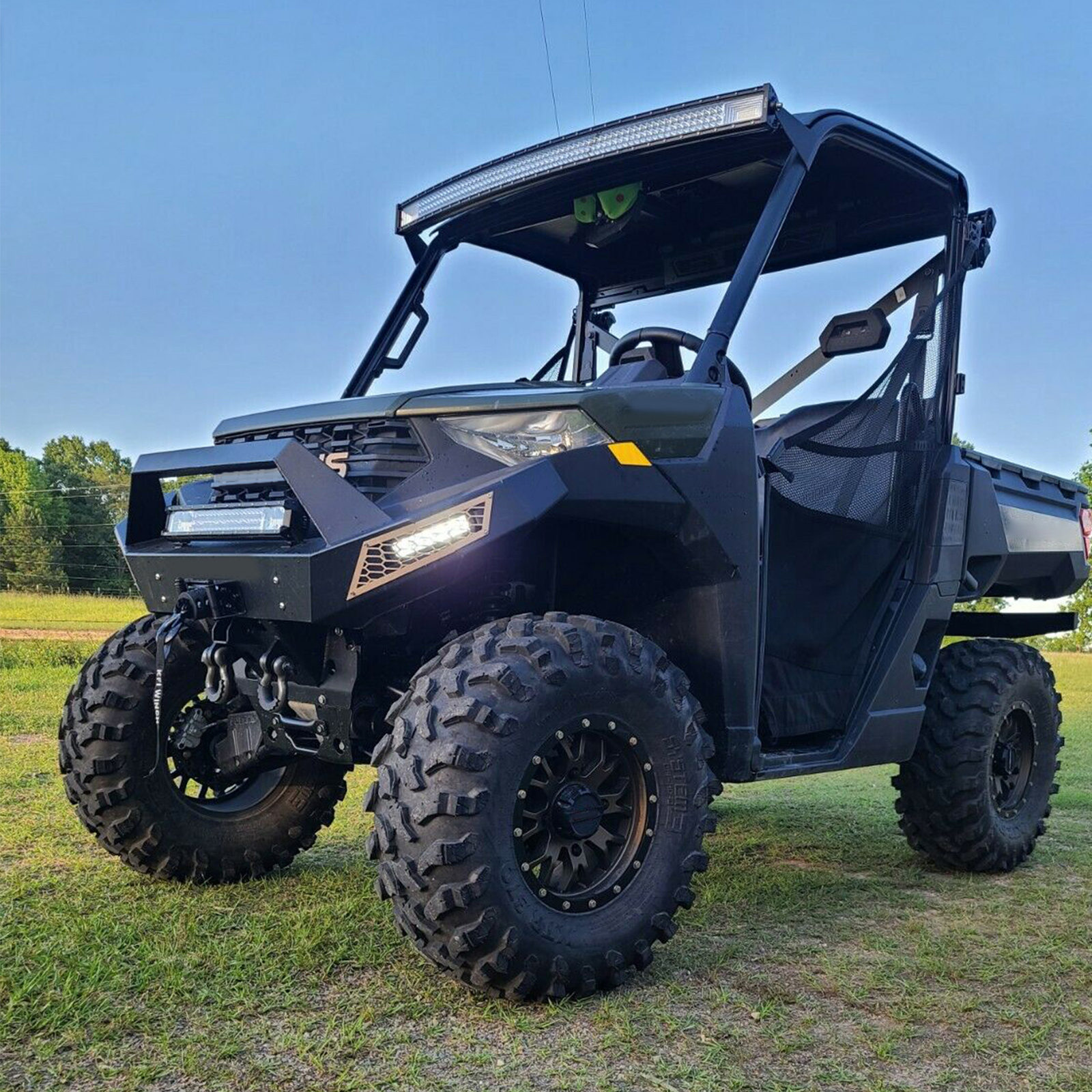 2024 For Polaris Ranger 570 900 1000 52" LED Bar+Pod Light Front&Rear Roof Mount