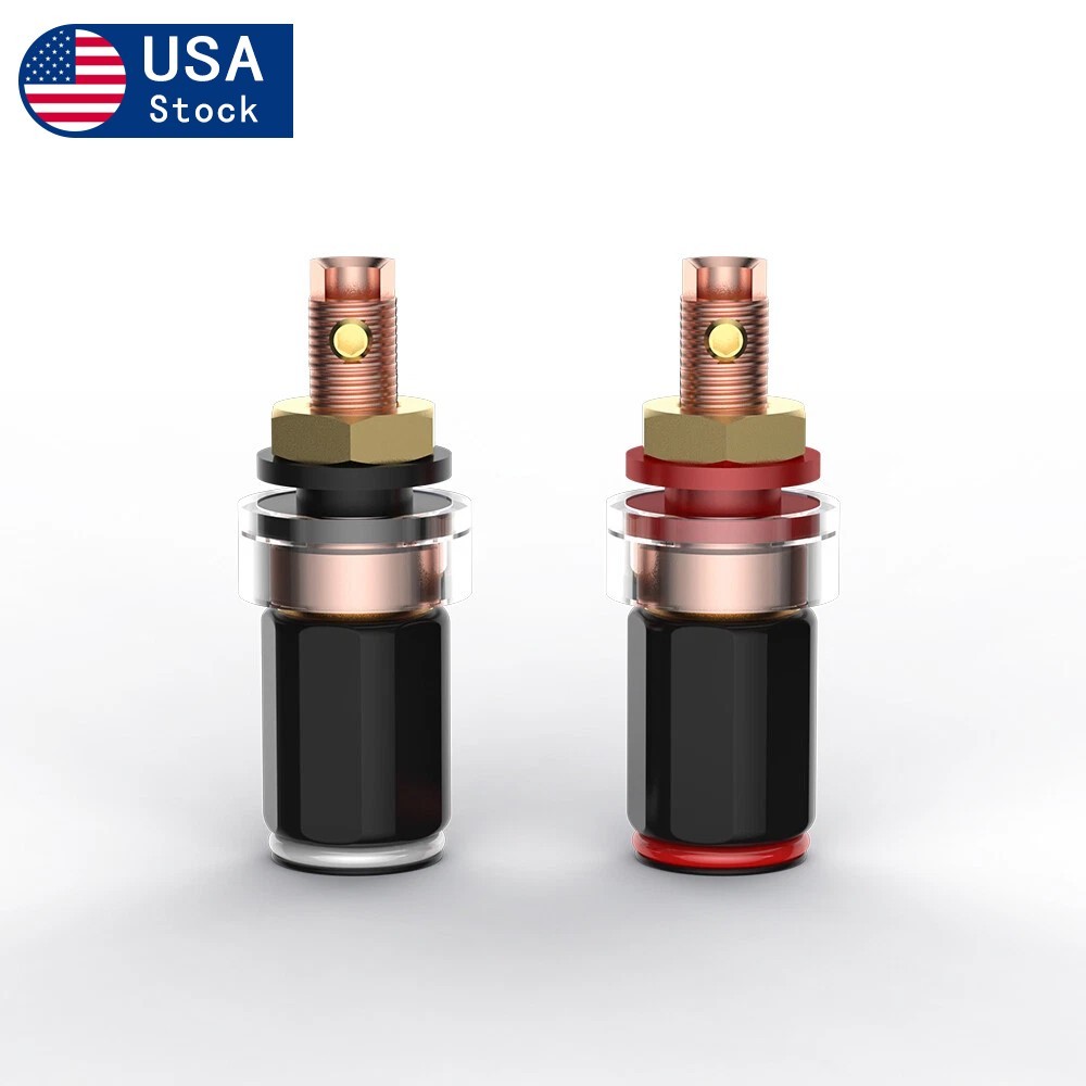 4Pcs Red Copper Plated Binding Post 4mm HiFi Banana Female Speaker Amp Terminal