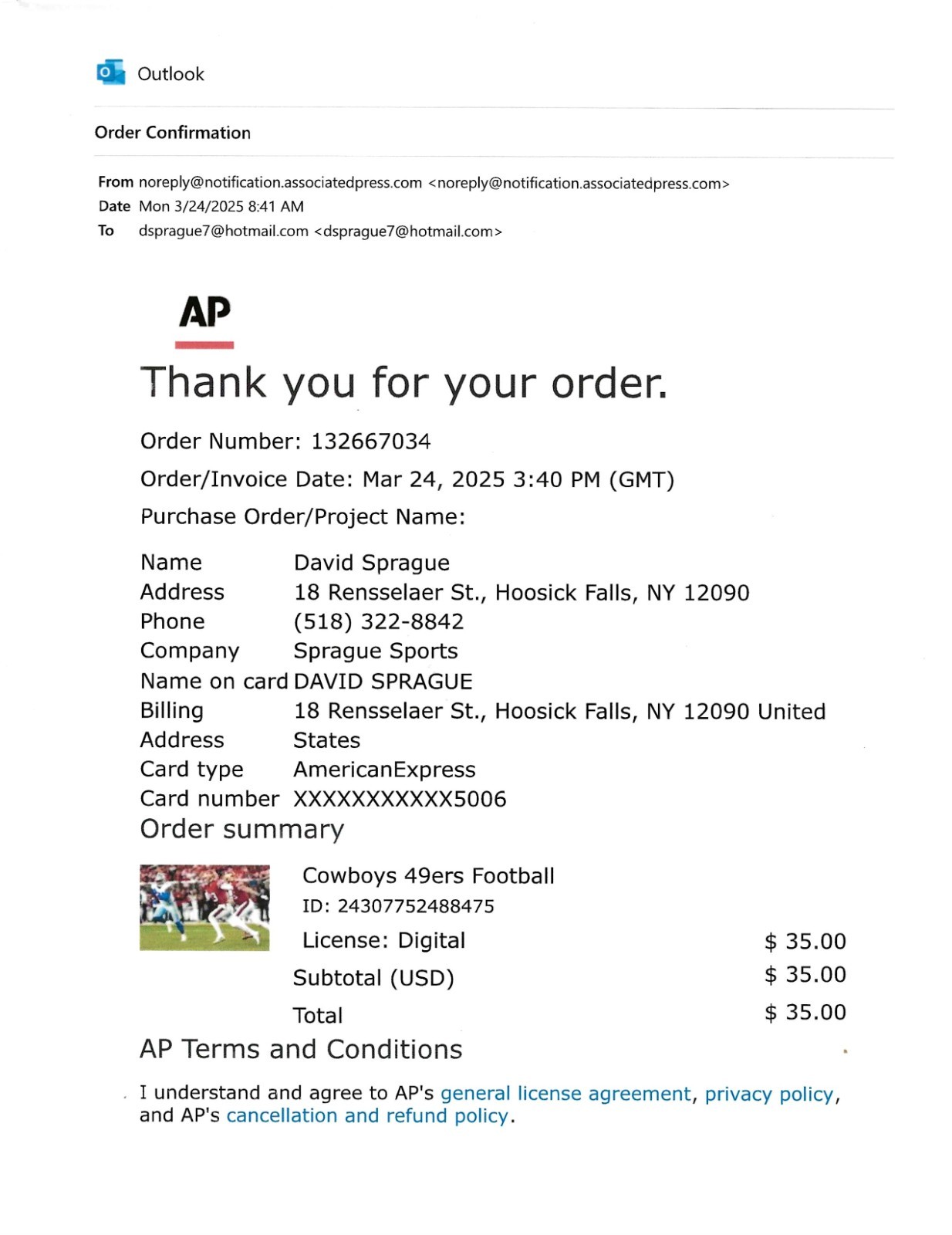 Brock Purdy San Francisco 49ers Photo Matched Game used Football vs Cowboys 2024