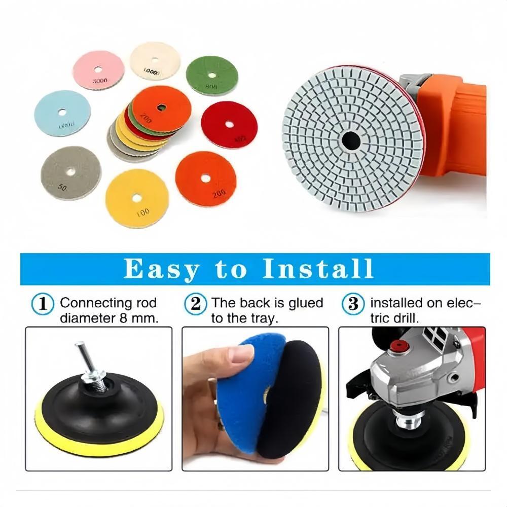 16pcs 4inch100mm Diamond Polishing Pad Wet/Dry for Granite Stone Concrete Marble