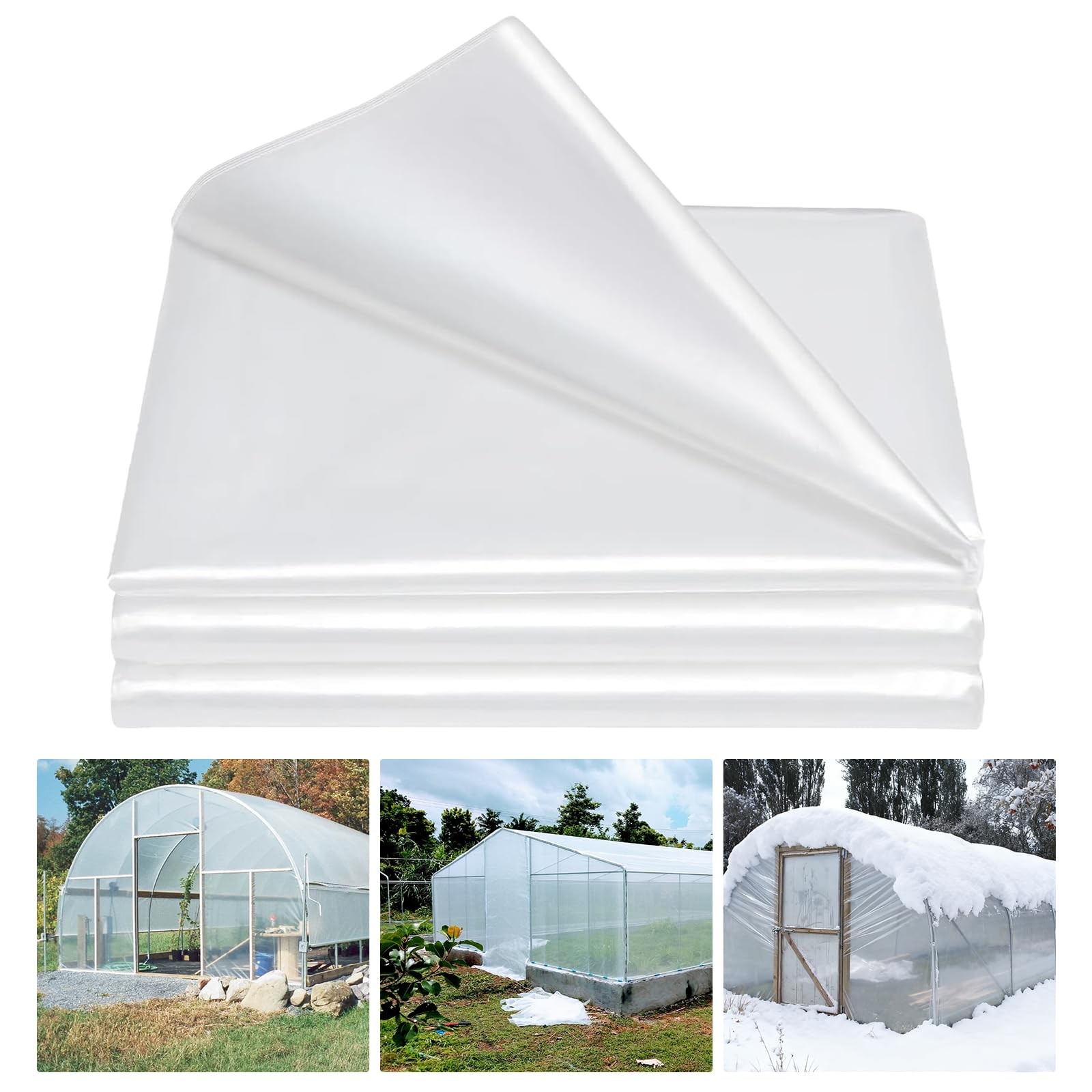 Clear Plastic Sheeting 6 Mil 26x40 ft for Farm Garden Greenhouse
