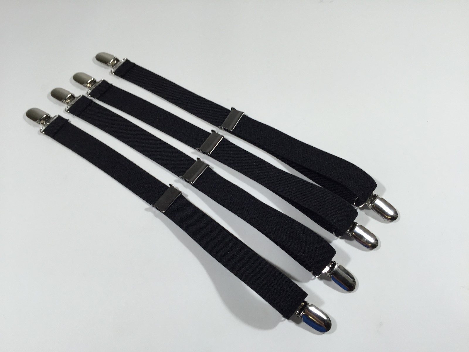 Military 4pk Shirt Stay Garters With Gator Clip BLACK Made in USA