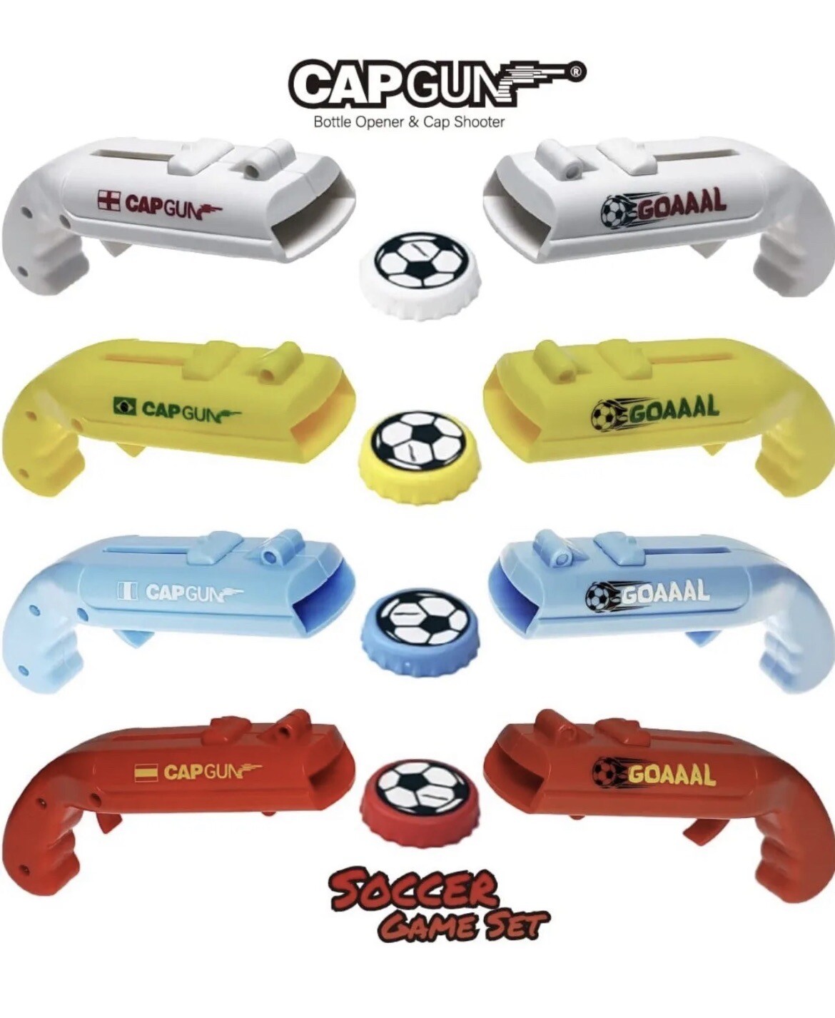 4 Pack Firing Cap Gun Launcher Shooter Bottle Opener Beer Cap Openers Shoots