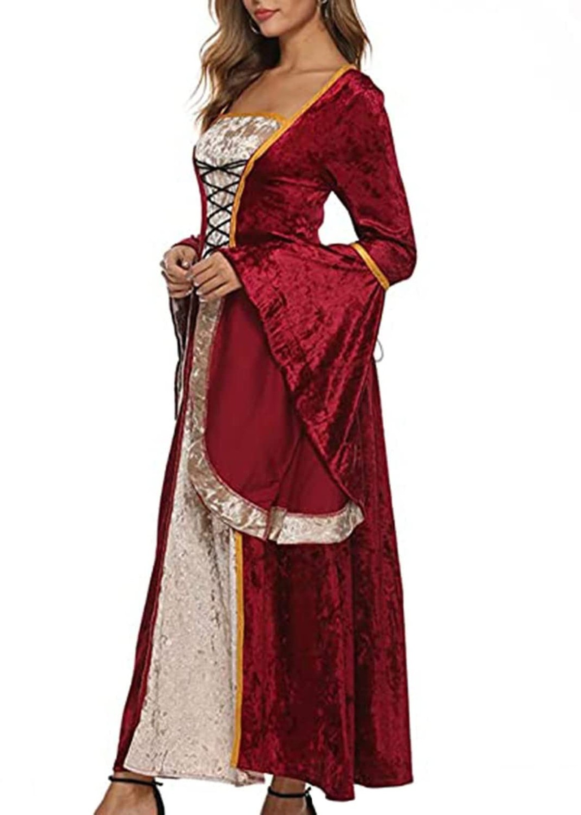 YEAXLUD Womens Renaissance Medieval Costume Dress Lace up Irish Over Long Dre...