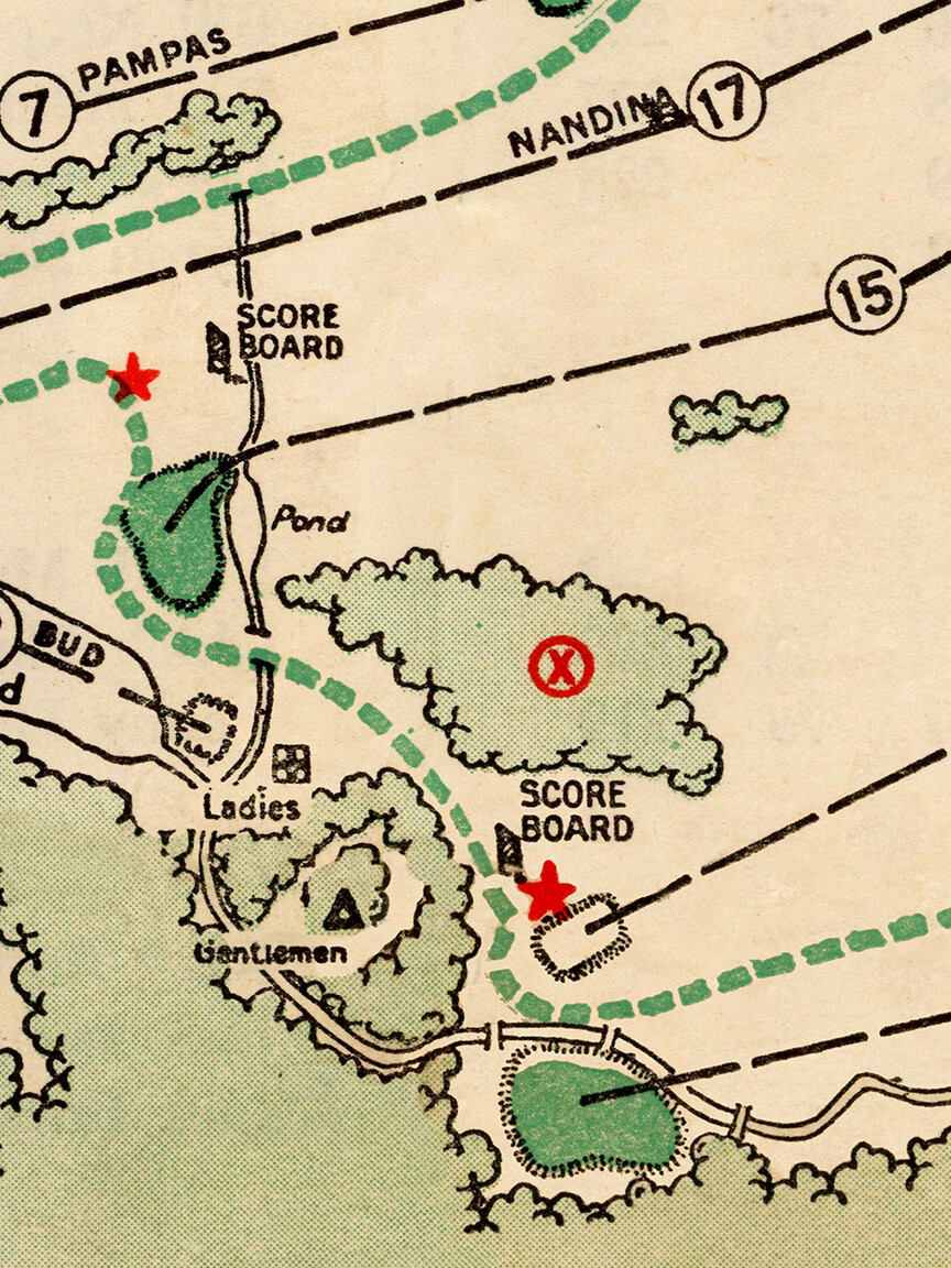 1954 Augusta National Masters Golf Tournament Course Map Art Print - 18x24