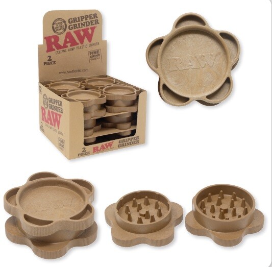 New RAW Rolling papers Gripper Grinder V1 2 piece USA hemp plastic fine grinder