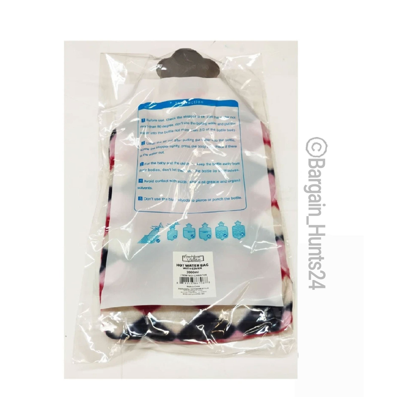 Hot Water Bottle with Plush Cover Rubber Bag For Warm Therapy 2000ml (Pack of 1)