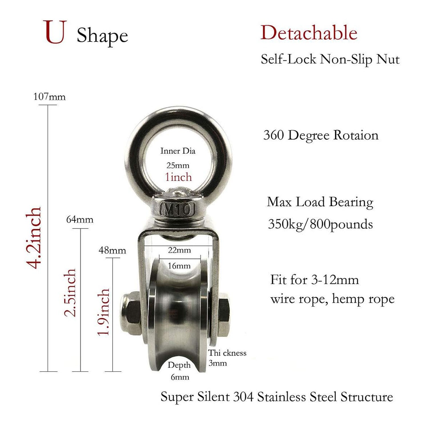 Wheel Bearing Pulleys for Rope Swivel Pulley Wheel Cable Rope Wire Pulley Block