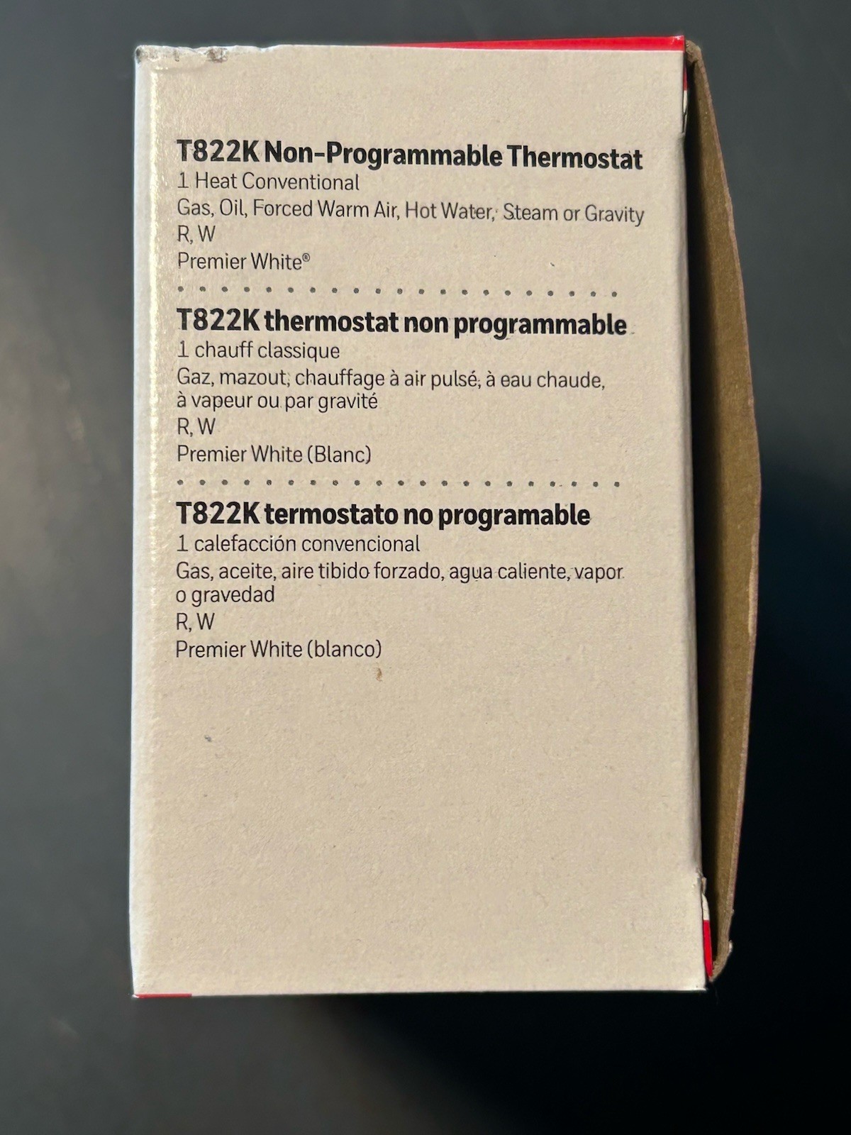 Brand New Honeywell T822K Thermostat Conventional Heat Only Non-Programmable