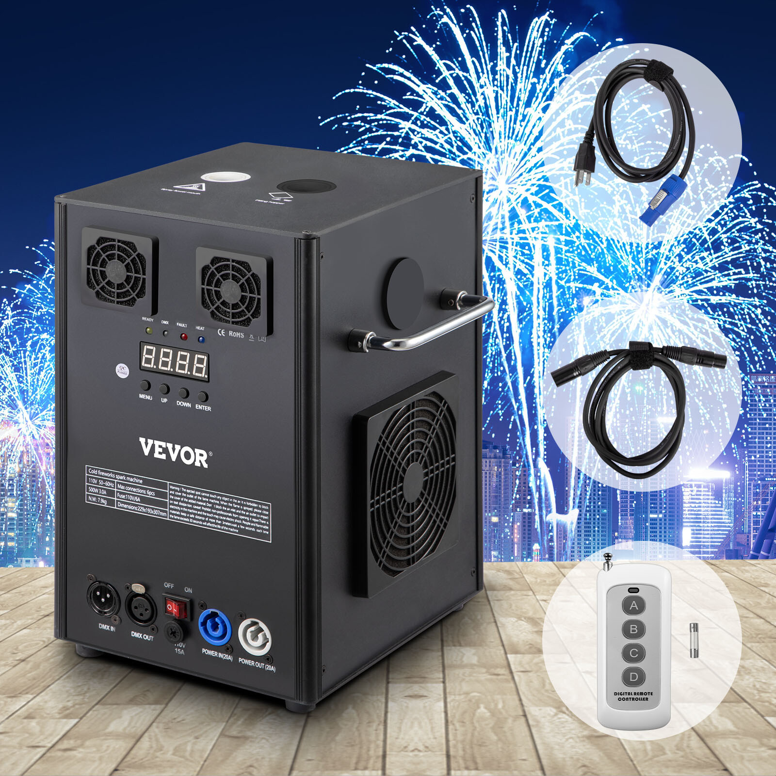 VEVOR Large Cold Spark Firework Machine 700W DMX Stage 6.6-9.8ft DJ Event Party