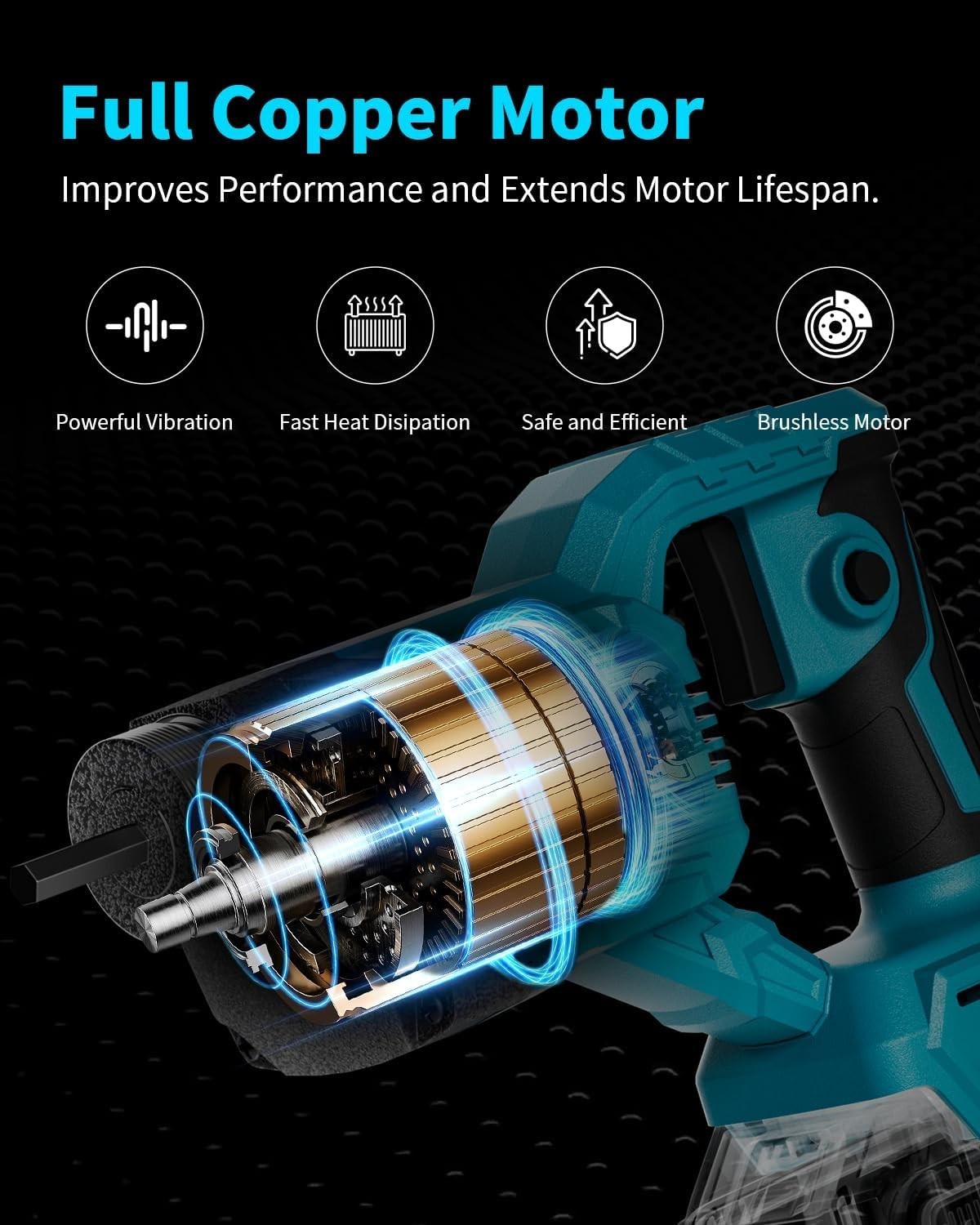 Cordless Concrete Vibrating Tool Compatible with Makita 18V Battery 600W Power C