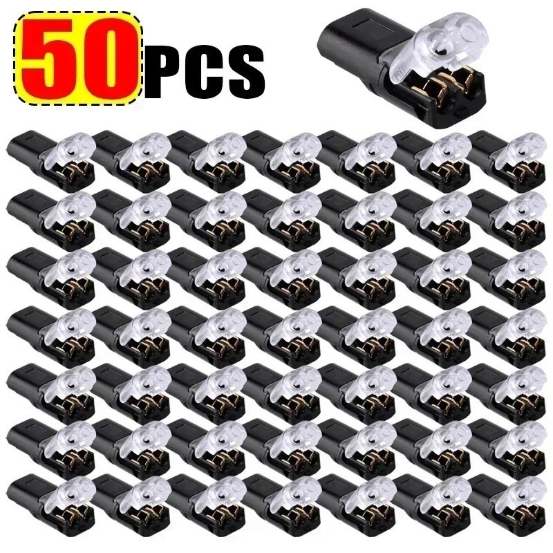 50 pcs Double-Wire Plug-in Connector, Cable Clamp Locking Buckle, AWG 18-22 US