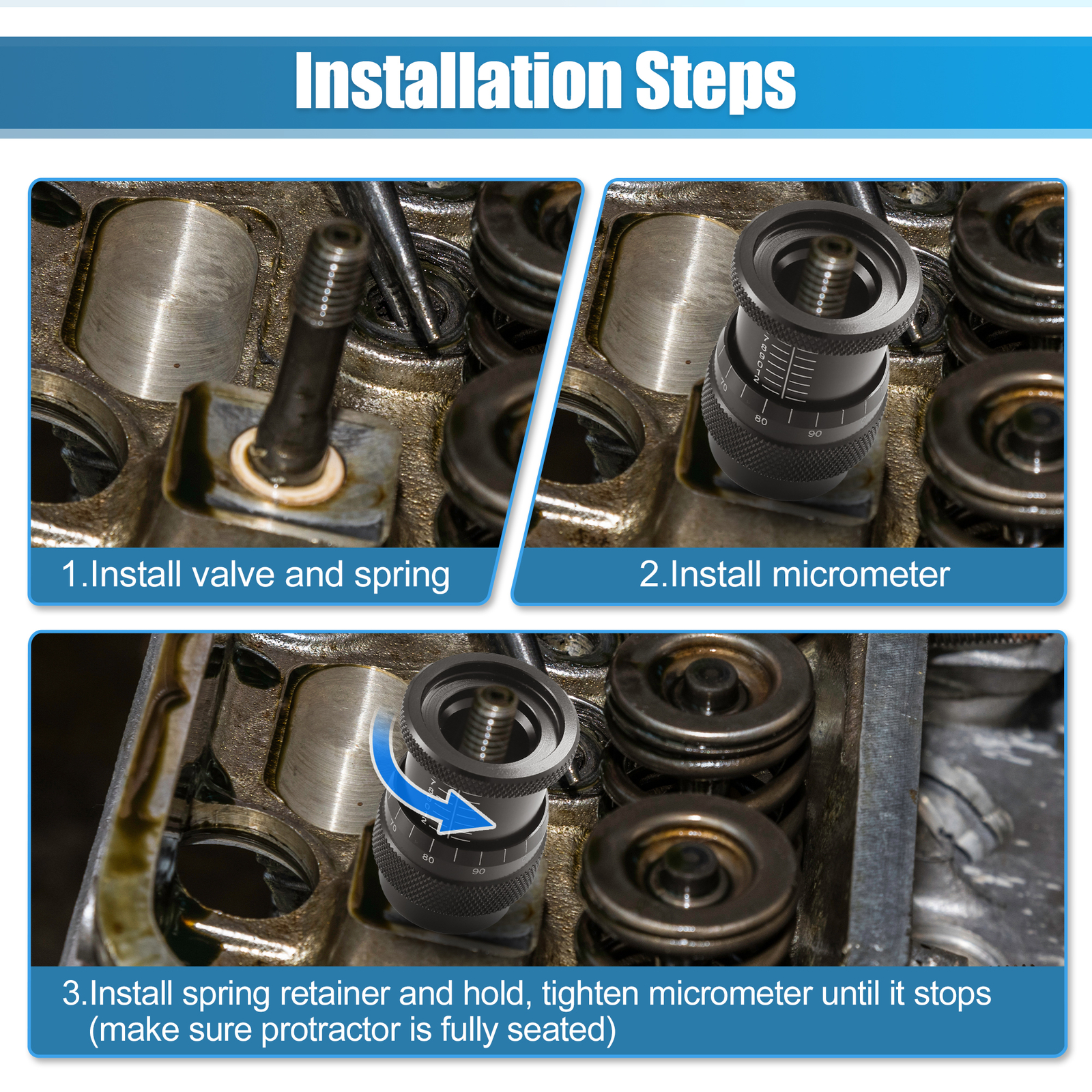 Universal Valve Spring Height Micrometer Measurer Seated Tool Metal Black 1 Pcs