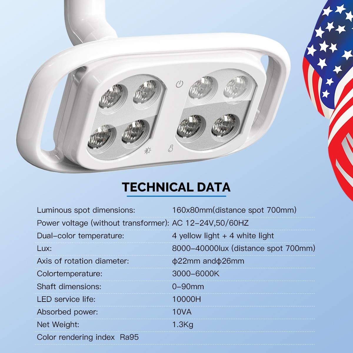 AZDENT Dental LED Lamp For Dental Unit Chair Adjustable Oral Light USA
