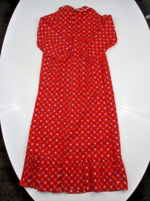 Pilgrim Pioneer Costume Girl Colonial Prairie Dress Apron Bonnet Floral Plaid