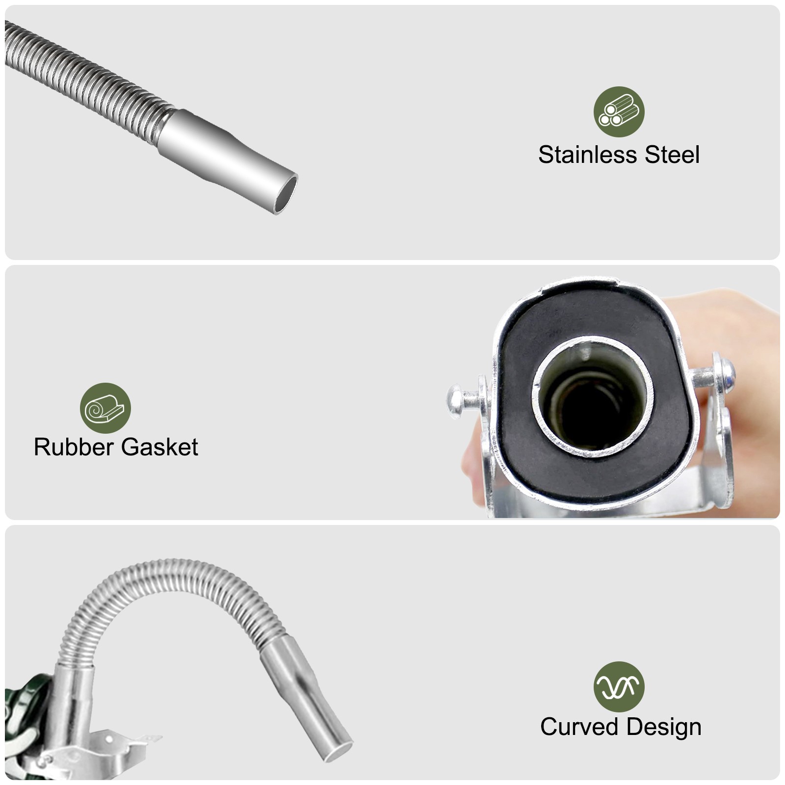 Stainless Steel Gas Can Spout w/ Nozzle 29.5cm Flexible for Jerry Can 5L 10L 20L