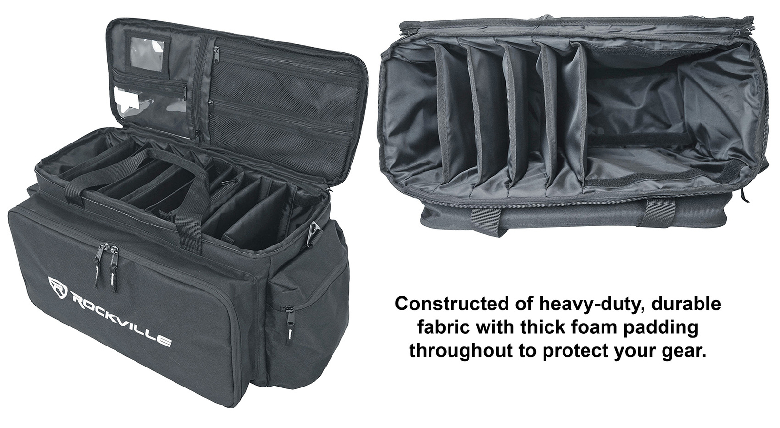 Rockville UT-BAG10 Padded DJ Cable/Utility Bag w/removable Dividers+YKK Zippers