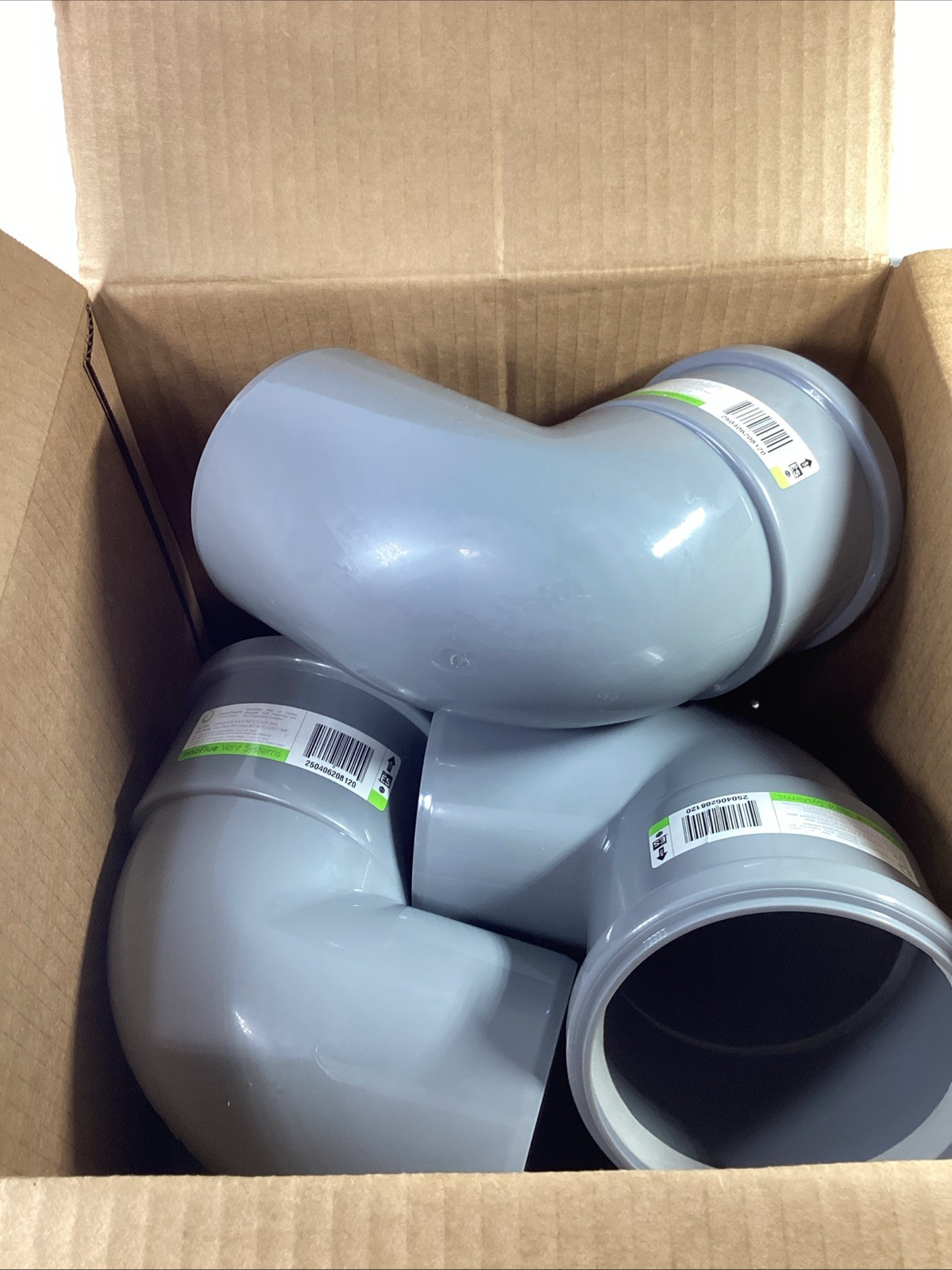 6x Centrotherm Innoflue ISELS0487-6 Polypropylene 87 Degree Elbow 4"