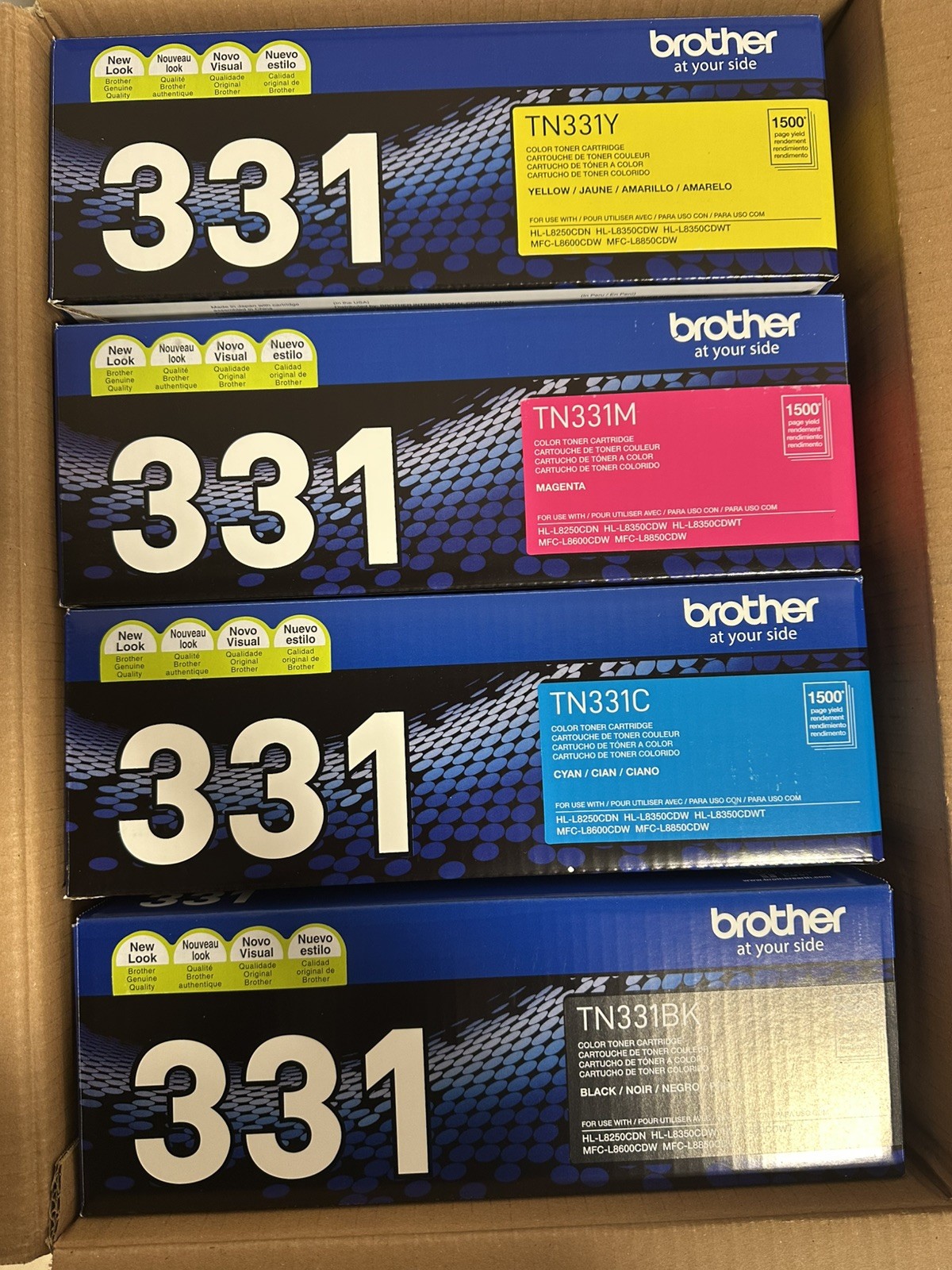 Brother TN-331 4 Pack Color Toner Set BK C M Y for HL-L8250CDN HL-L8350CDW