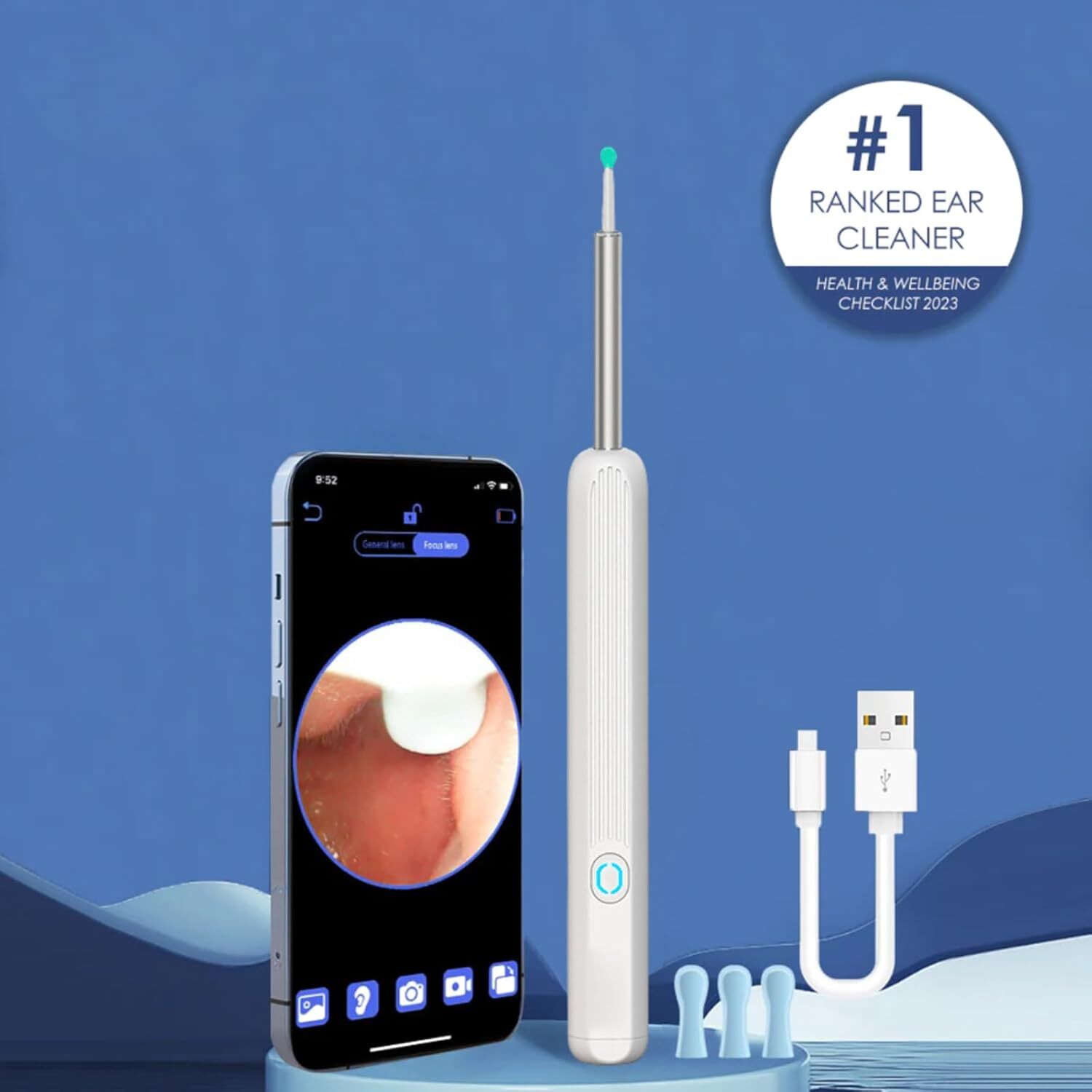 LED Ear Wax Cleaner Ear Camera Otoscope with Light Cleaner Removal Kit Black