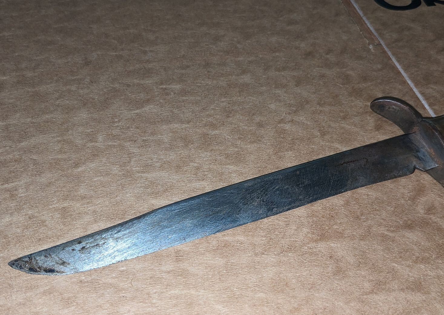 WWII Era Theater Made Fixed Blade Knife Brass Aluminum Leather Handle