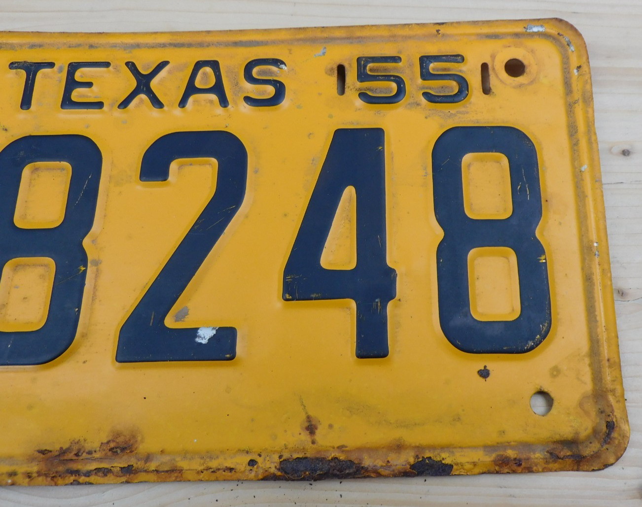 Vintage Original 1955 Texas License Plate Tag # DV 8248