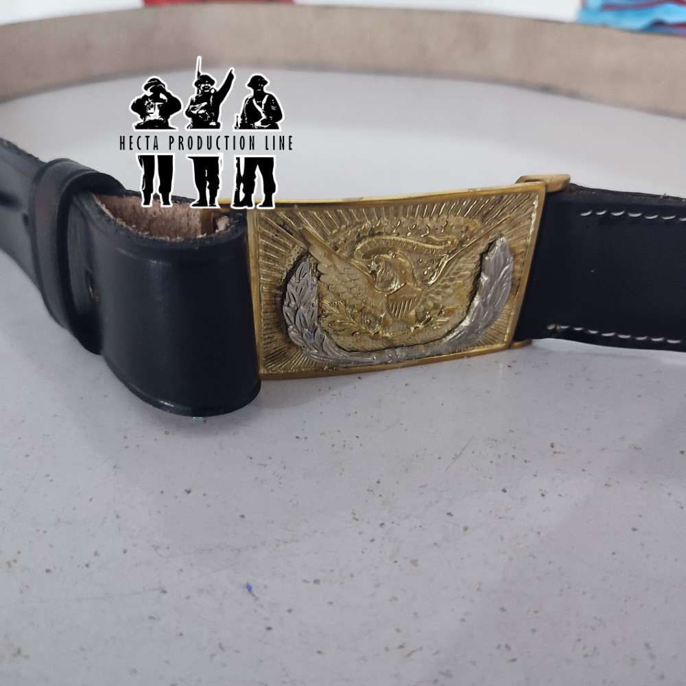 US Army Repro Leather Belt Brass Eagle Buckle – Civil War to WWII Era