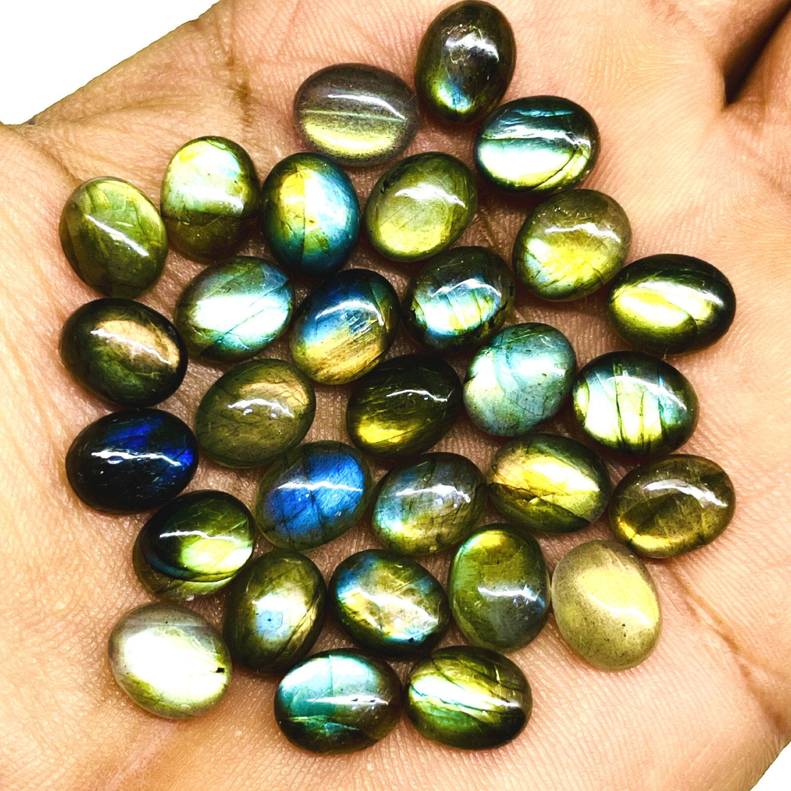 30 Pcs Natural Labradorite 10x8mm Oval Flashy Loose Gemstones Wholesale Lot