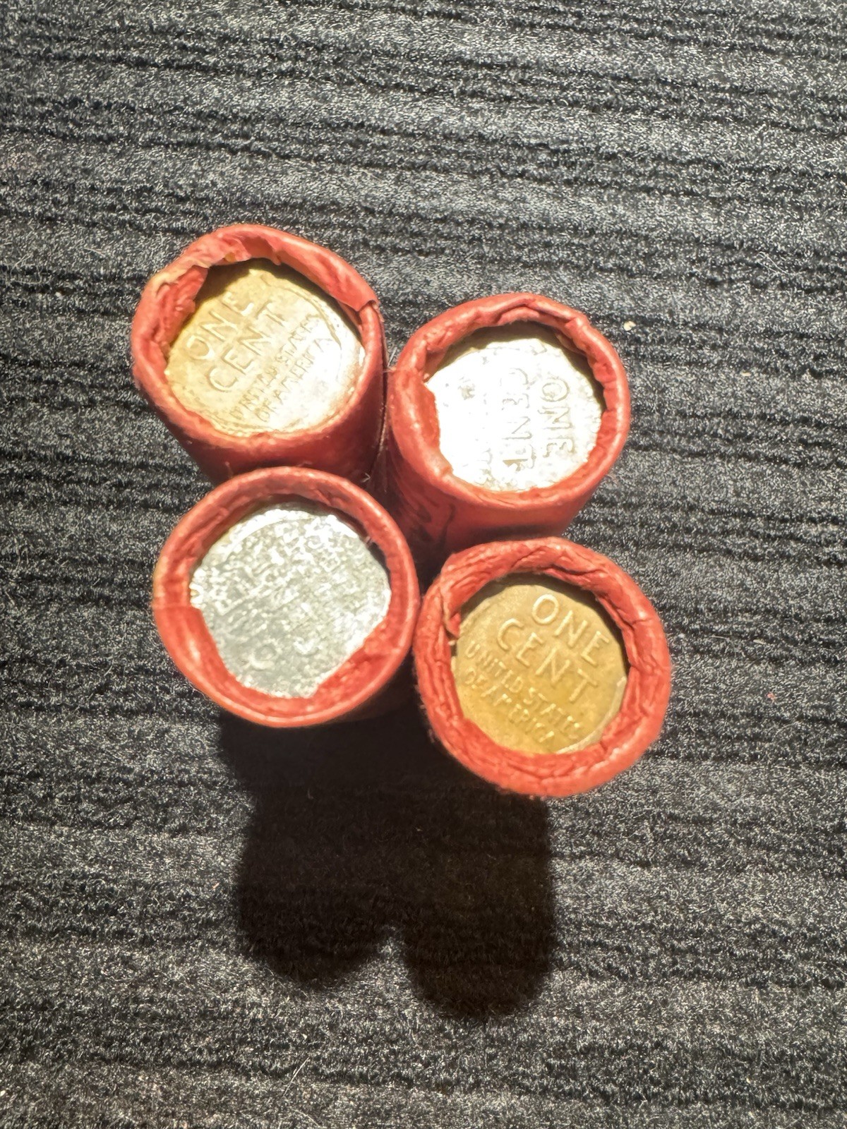 SEALED, UNSEARCHED, OBW (Old Bank Wrapper-RED) Wheat Cent Rolls, 1909-58 mixed